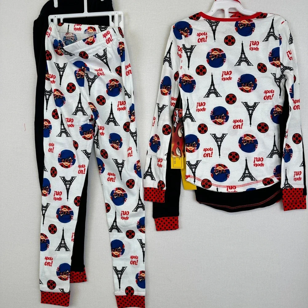 Miraculous Ladybug‎ 4PC Pajama Set Girls Size 8 Red Black Cotton